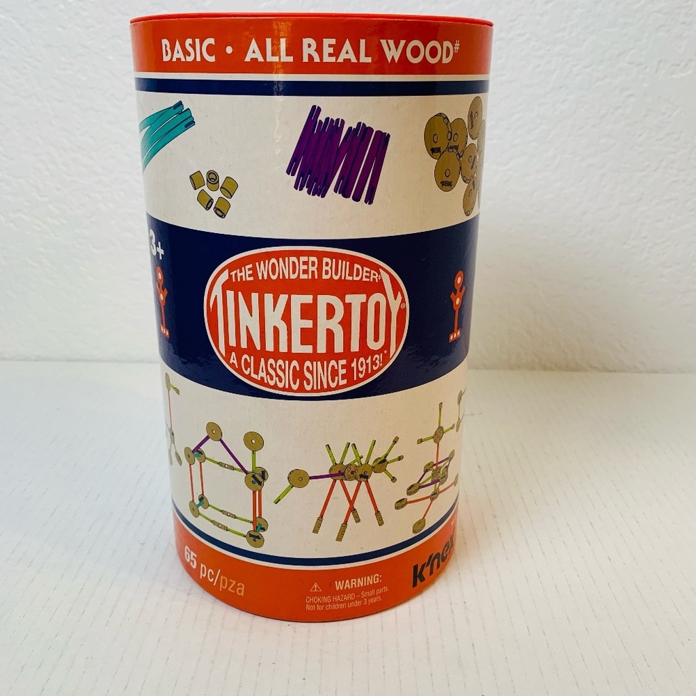 K'nex Tinkertoy 65 Pieces Complete Wood NEW Building Toy Boys Girls Unisex